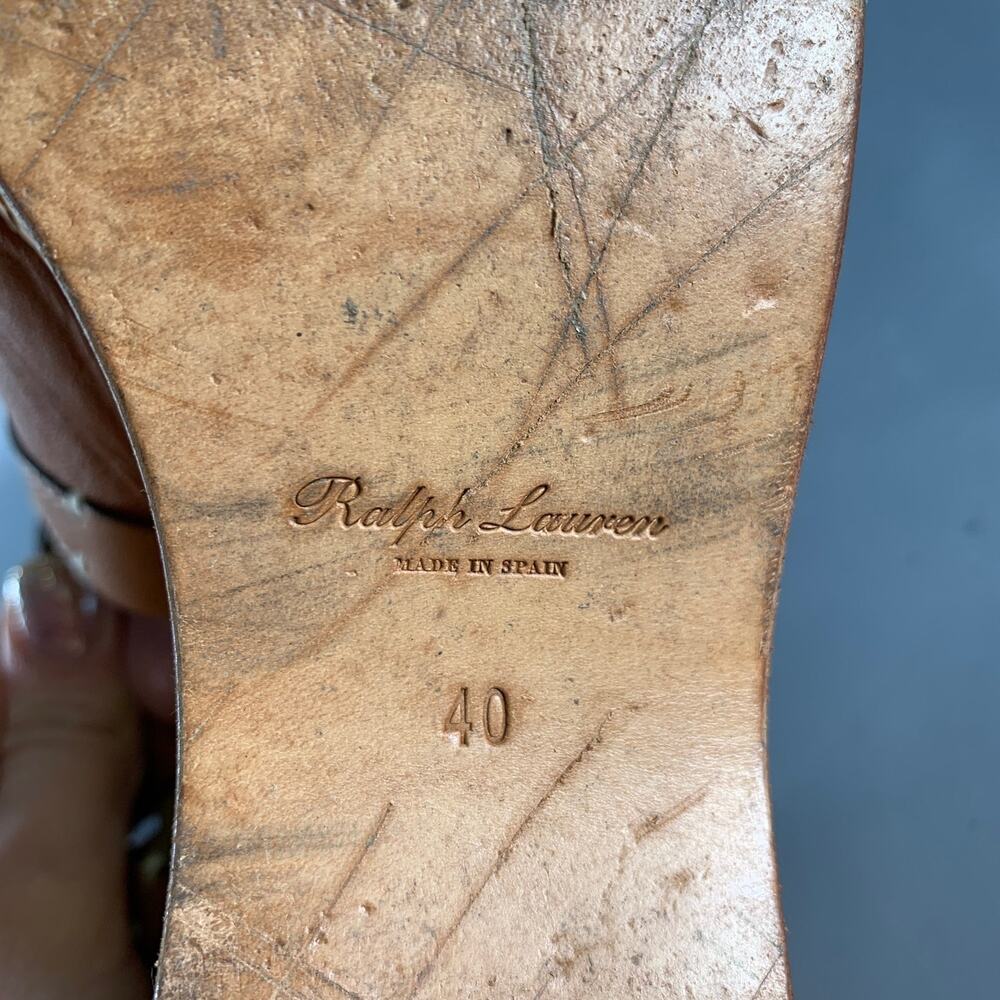RALPH LAUREN Size 10 Tan Natural Leather Platform Sandals - Picture 7 of 8